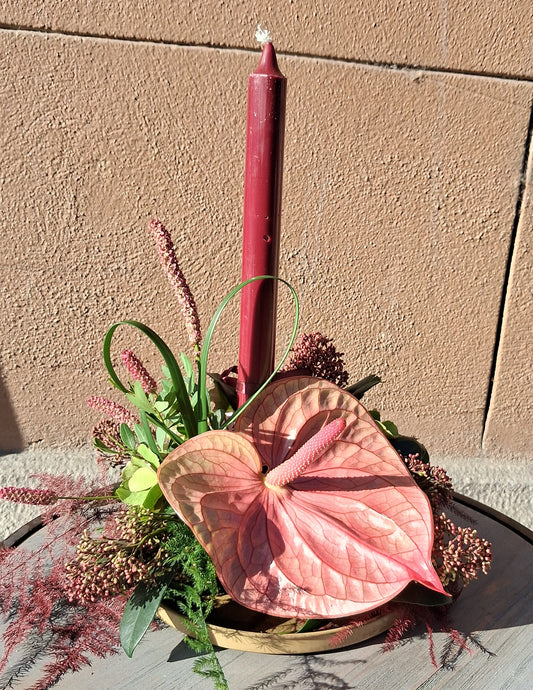Ljusarrangemang med anthurium